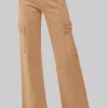 Full Size High Rise Wide Leg Cargo Jeans - Cocoa