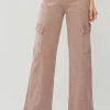 Full Size High Rise Wide Leg Cargo Jeans - Mauve