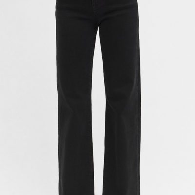 Full Size High Rise Wide Leg Jeans Plus Size - Black