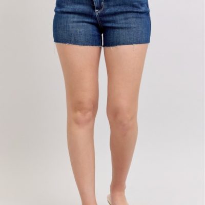 Full Size High Waist Criss-Cross Waistband Denim Shorts Plus Size