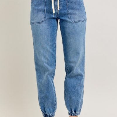 Full Size High Waist Denim Jogger Plus Size