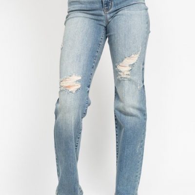 Full Size High Waist Distressed Dad Jean Plus Size