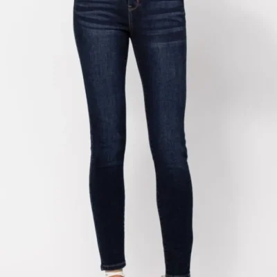 Full Size High Waist Handsand Skinny Jeans - Dark