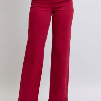 Full Size High Waist Heart Shaped Back Pockets 90'S Straight Jeans Plus Size - Scarlet