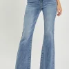 Full Size High Waist Raw Hem Flare Jeans - Medium