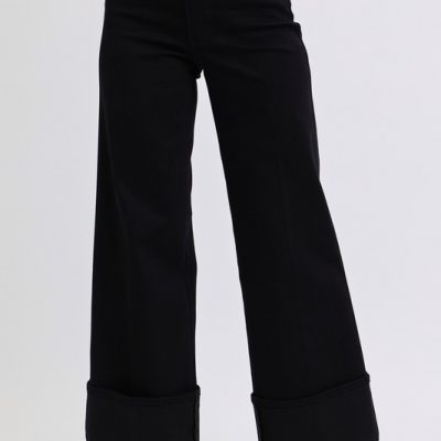 Full Size High Waist Reto Wide Leg W/ Cuff Plus Size