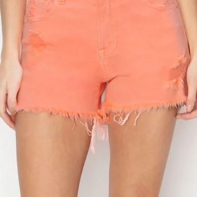 Full Size High Waist Ripped Denim Shorts - Barbie