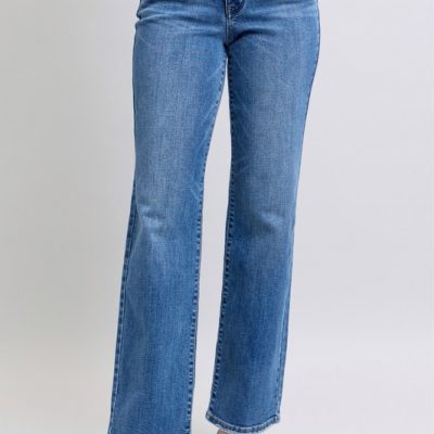 Full Size High Waist V-Front Vintage Wash Straight Jeans Plus Size