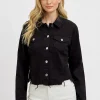 Full Size Irregular Fray Hem Button Up Denim Jacket Plus Size - Black