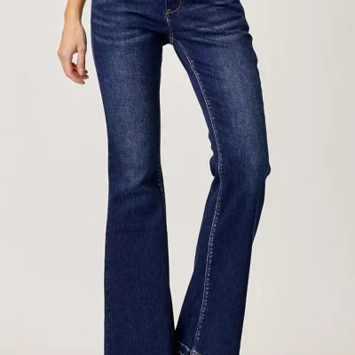 Full Size Low Rise Flare Jeans - Dark