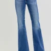 Full Size Low Rise Flare Jeans With Pockets - Dark