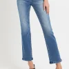 Full Size Mid Rise Ankle Straight Jeans With Pockets - Dark