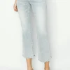 Full Size Mid Rise Cropped Flare Jeans - Light