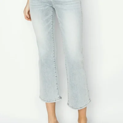 Full Size Mid Rise Cropped Flare Jeans - Light