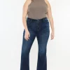 Full Size Mid Rise Flare Jeans - Dark