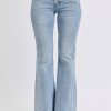 Full Size Mid Rise Rhinestone Side Panel Detail Flare Jeans Plus Size