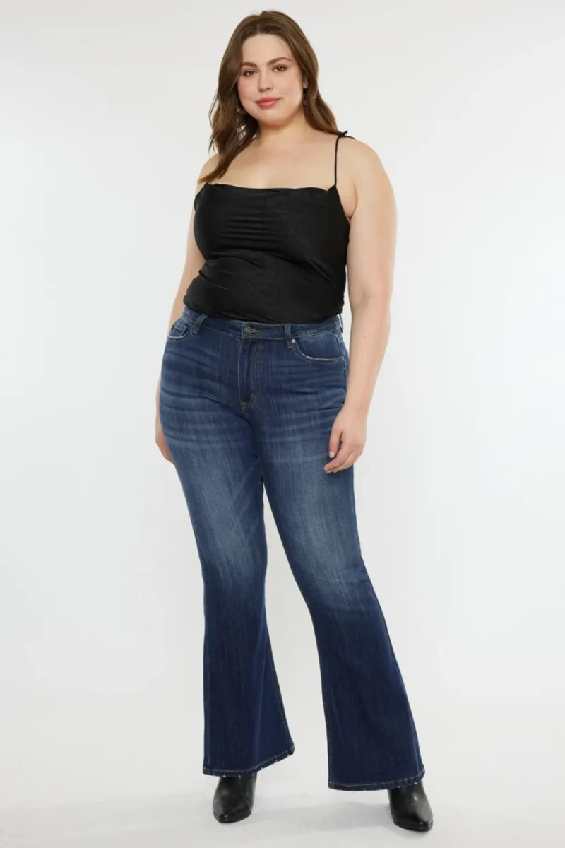 Full Size Mid Rise Slim Flare Jeans - Dark