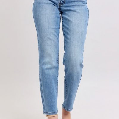 Full Size Mid Rise Vintage Wash Slim Jeans With Cell Phone Pocket Plus Size