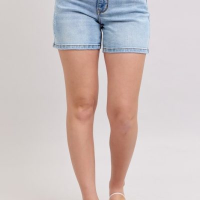 Full Size Mid Rise Washed Denim Shorts Plus Size