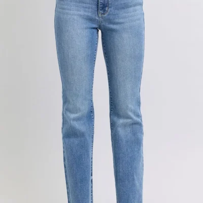 Full Size Raw Hem High Rise Bootcut Jeans - Medium