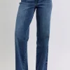 Full Size Raw Hem Mid Rise Jeans - Dark