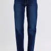 Full Size Raw Hem Straight Leg Jeans - Dark
