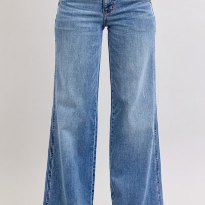 Full Size Raw Hem Wide Leg Jeans Plus Size