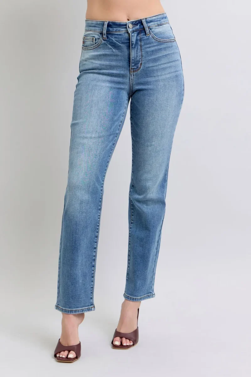 Full Size Run Vintage Wash Thermal Straight Jeans - Medium