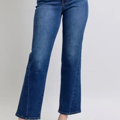 Full Size Side Seam Detail Straight Jeans With Pockets - Medium