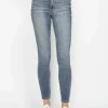 Full Size Tummy Control Contrast Wash Skinny Jeans - Medium