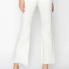 Full Size Tummy Control Crop Flare Step Hem Pants - White