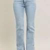 Full Size Tummy Control Vintage Wash Side Slit Slim Boot Jeans Plus Size - Light