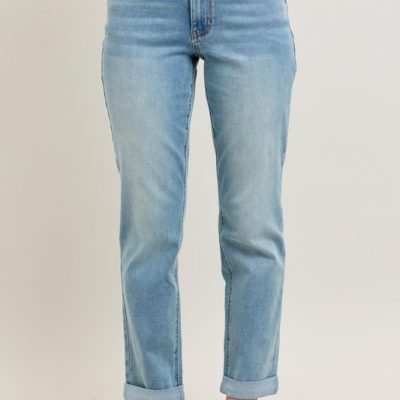 Full Size V-Front Cuff Boyfriend Jeans Plus Size