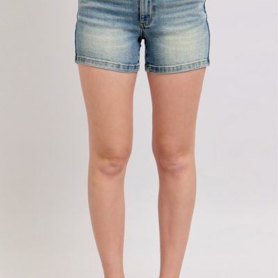 Full Size V-Front Vintage Wash Shorts Plus Size
