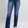 Full Size Washed Straight Leg Jeans With Pockets - Dark
