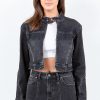 Full Size Zip Up Cropped Denim Rider Jacket Plus Size - Black
