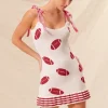Gameday Football Knitted Mini Dress - Ivory/Red