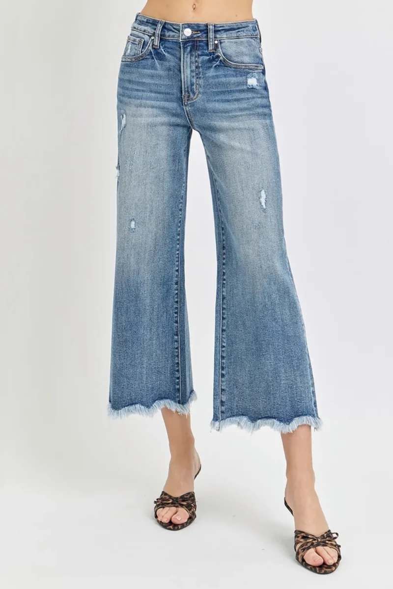 High Rise Cropped Flare Jeans - Dark