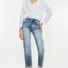 High Rise Cuffed Straight Jeans - Medium