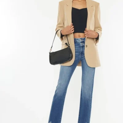 High Rise Wide Waistband Slim Straight Jeans - Medium