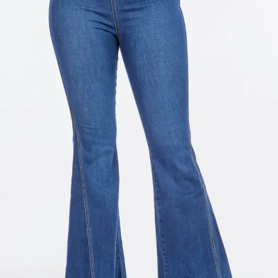 High Waist Curvy Flare Jeans - Dk Blue