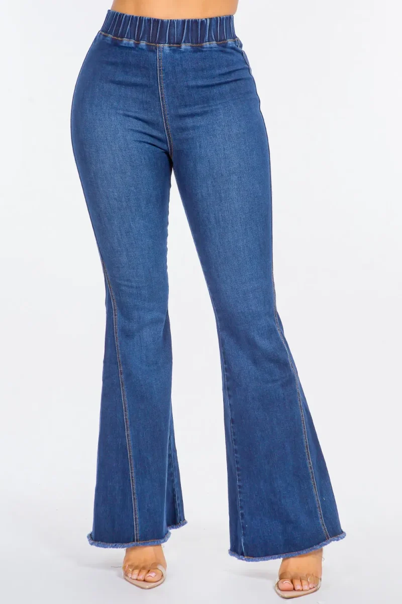 High Waist Curvy Flare Jeans - Dk Blue