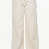 High Waist Distressed Wide Leg Jeans - Beige