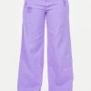 High Waist Distressed Wide Leg Jeans - Lavender
