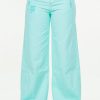 High Waist Distressed Wide Leg Jeans - Mint Blue