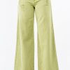 High Waist Distressed Wide Leg Jeans - Yellow-Green