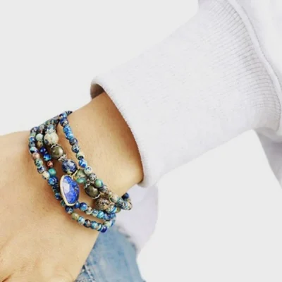 Imperial Stone Heart Three-Layered Bracelet - Royal Blue