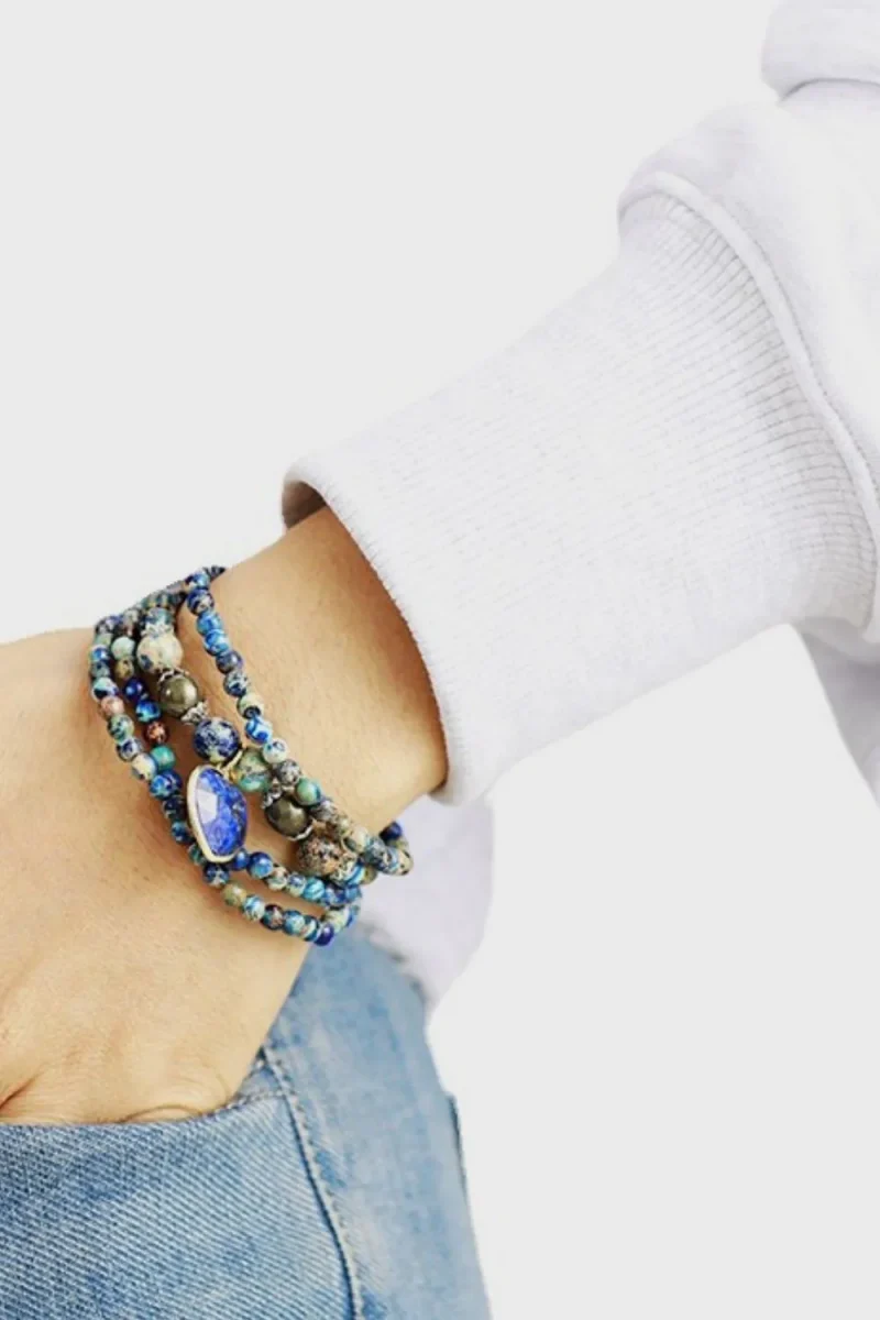 Imperial Stone Heart Three-Layered Bracelet - Royal Blue