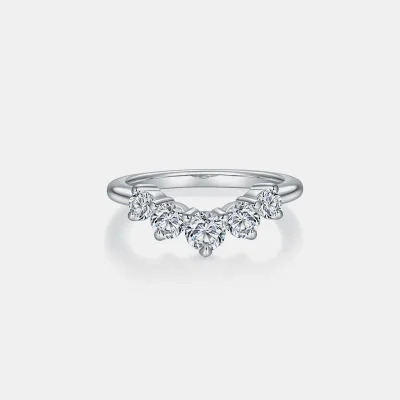 Inlaid Moissanite 925 Sterling Silver Ring - Silver
