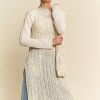 Knit Side Slit Round Neck Sleeveless Dress & Bag - Beige